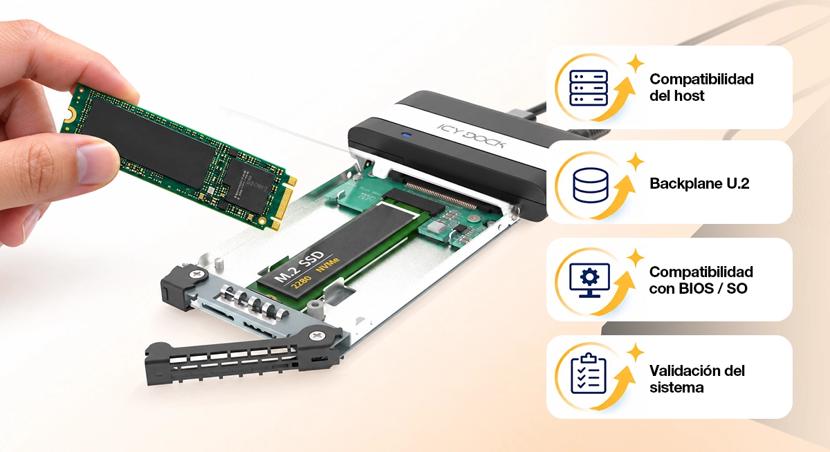 Intercambio en caliente de SSD M.2 NVMe mediante U.2