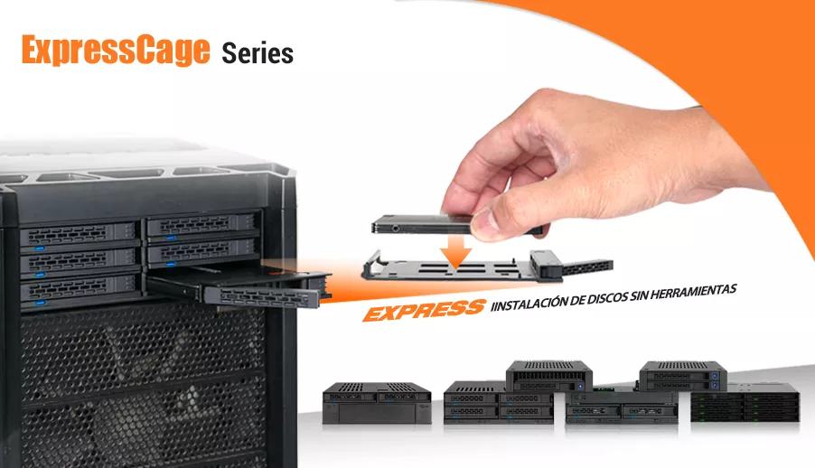 Serie ExpressCage: ¡Instalación de unidades sin herramientas en un instante!